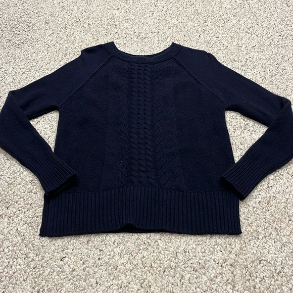 J Crew Wool Pointelle Long Sleeve Sweater Navy Blue Sz Small - Picture 1 of 9